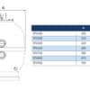 Das technische Diagramm zeigt einen zylindrischen Tank LISBOA SERIE 80 ALTO mit den angegebenen Abmessungen A, H und M. Eine Tabelle listet die Größen für die Modelle 5FV450 bis 5FV900 sowie die Zahlen für A, H, M und N auf.